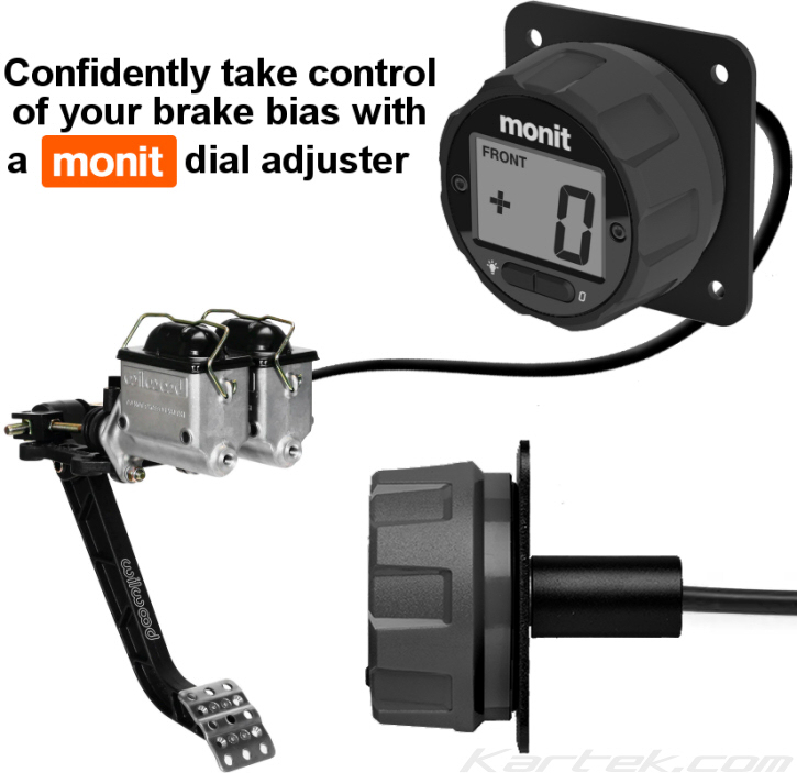 monit bd01-2-bk-00 dash mount black brake pedal digital bias adjuster knobs works on 3/8 or 7/16 brake pedal balance bars