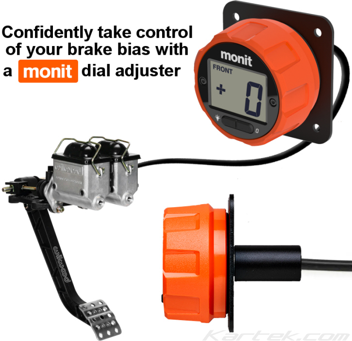 monit bd01-2-or-00 dash mount orange brake pedal digital bias adjuster knobs works on 3/8 or 7/16 brake pedal balance bars