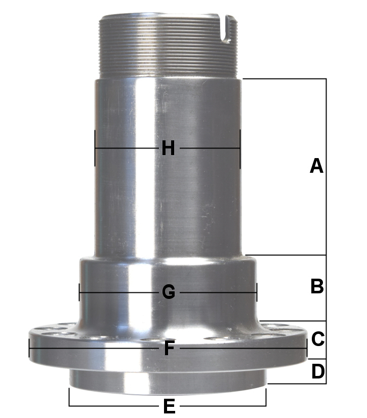 PME 2-1/2 inch hollow bolt on spindle snouts twelve bolt pattern dimensions