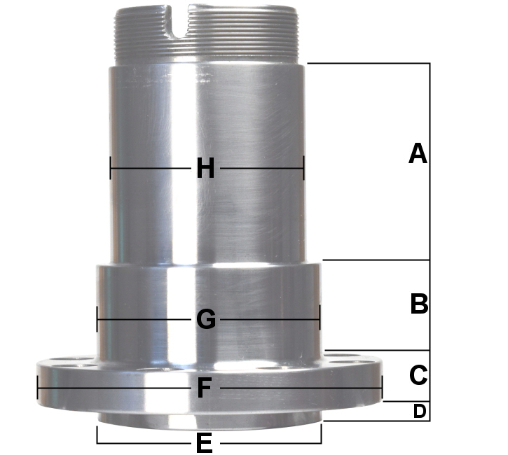 PME 2-1/2 inch hollow bolt on spindle snouts twelve bolt pattern dimensions