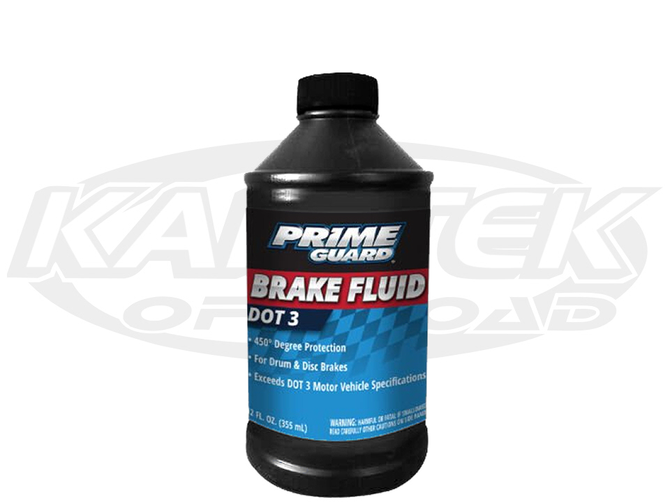 Prime Guard DOT 3 Brake Fluid 355ml Bottle Typical Boiling Points 284 Degrees Wet 401 Kartek