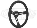 PRP 13-3/4" - 350mm Diameter +1-1/2" Dish Black Suede, Black Stitching, Black Stripe Steering Wheel