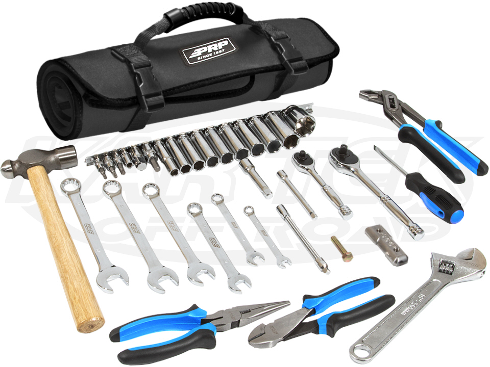 PRP E98 Roll Up Tool Bag With Tools, Zipper Pocket, 19 Slots