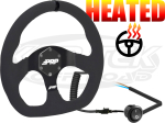 PRP Heated 12-3/4" - 324mm Dia +3/16" Dish D-Shaped Blk Suede Blk Stitching Blk Stripe Steering Whl
