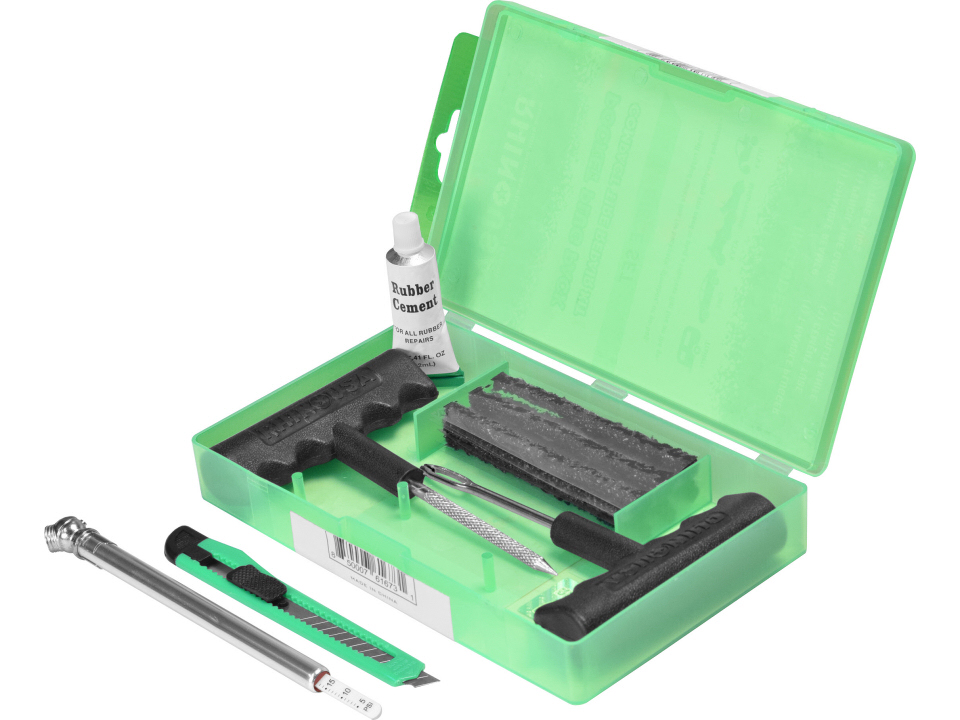 Rhino USA 14 Piece Emergency Tire Repair Kit With Tire Plugger, Tire Plugs, Reamer, Cords And