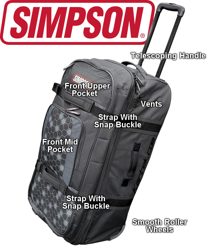 Simpson Race Products 23403 extra large super speedway roller bag suitcase with telescopic handle features Simpson Race Products 23403 extra large super speedway roller bag suitcase with telescopic handle features