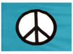 Stiffy Small 12 Inch Tall 18 Inch Wide Replacement Peace Sign On Turquoise Flag For Whip Antennas