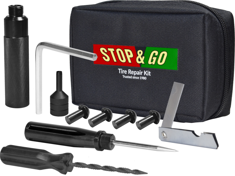 Stop Go 1000A Tire Repair Puncture Kit With Pouch, Mushroom
