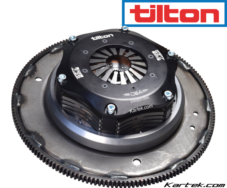 tilton racing 66-514hgg heavy duty metallic racing clutch and 64185-4-vrrr-36 four plate disc on cbm 11420 flywheel and flex plate