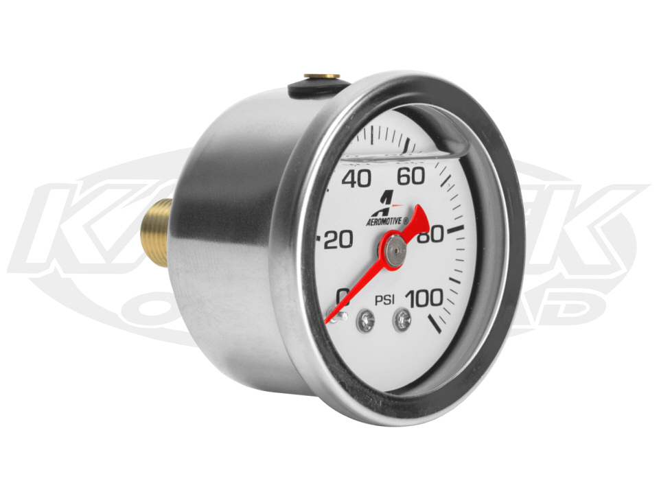 Aeromotive 15633 Liquid Filled Mechanical Pressure Gauge 0-100 PSI 1/8" NPT Pipe Thread Male Fitting