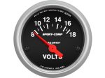 Sport-Comp 2-1/16" Short Sweep Electrical Gauges Voltmeter 8-18 Volts