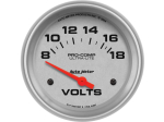 Ultra-Lite 2-5/8" Short Sweep Electric Gauges Voltmeter 8-18 Volts