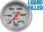 Autometer 4622 Liquid Filled Ultra-Lite 2-5/8" Mechanical 0-200 PSI Oil Pressure Gauge