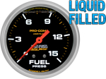 Pro-Comp 2-5/8" Liquid Filled Full Sweep Mechanical Gauges Fuel Pressure 0-15 PSI