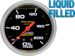 Pro-Comp 2-5/8" Liquid Filled Full Sweep Mechanical Gauges Oil Pressure 0-200 PSI