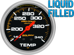 Pro-Comp 2-5/8" Liquid Filled Full Sweep Mechanical Gauges Temperature 140°F - 340°F