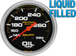 Pro-Comp 2-5/8" Liquid Filled Full Sweep Mechanical Gauges Oil Temperature 140F - 280F w/ 6' Tubing