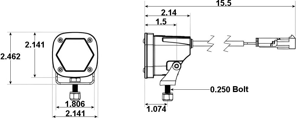 Baja Designs S1 LED auxiliary pod lights dimensions