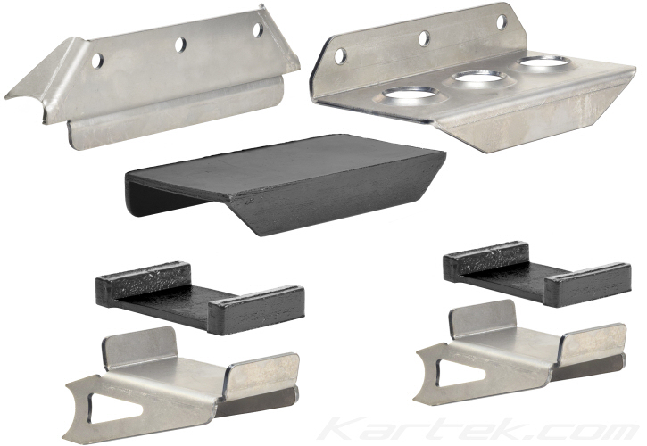 CBR radiators universal weld-on mounting kit brackets mounts with urethane pads fits 3-1/2 inch thick radiators exploded view