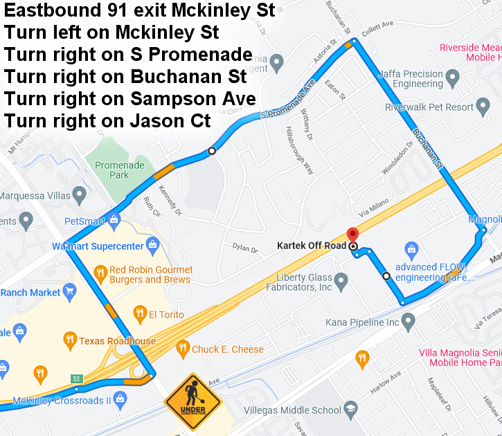 Eastbound 91 exit Mckinley St map