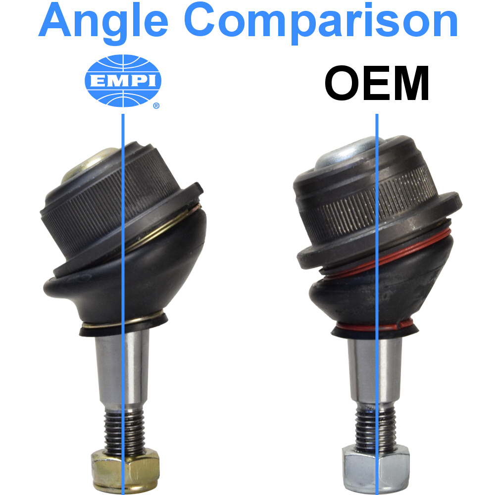 EMPI 22-2820-0 versus OEM VW 131-405-361-F upper ball joints angle comparison
