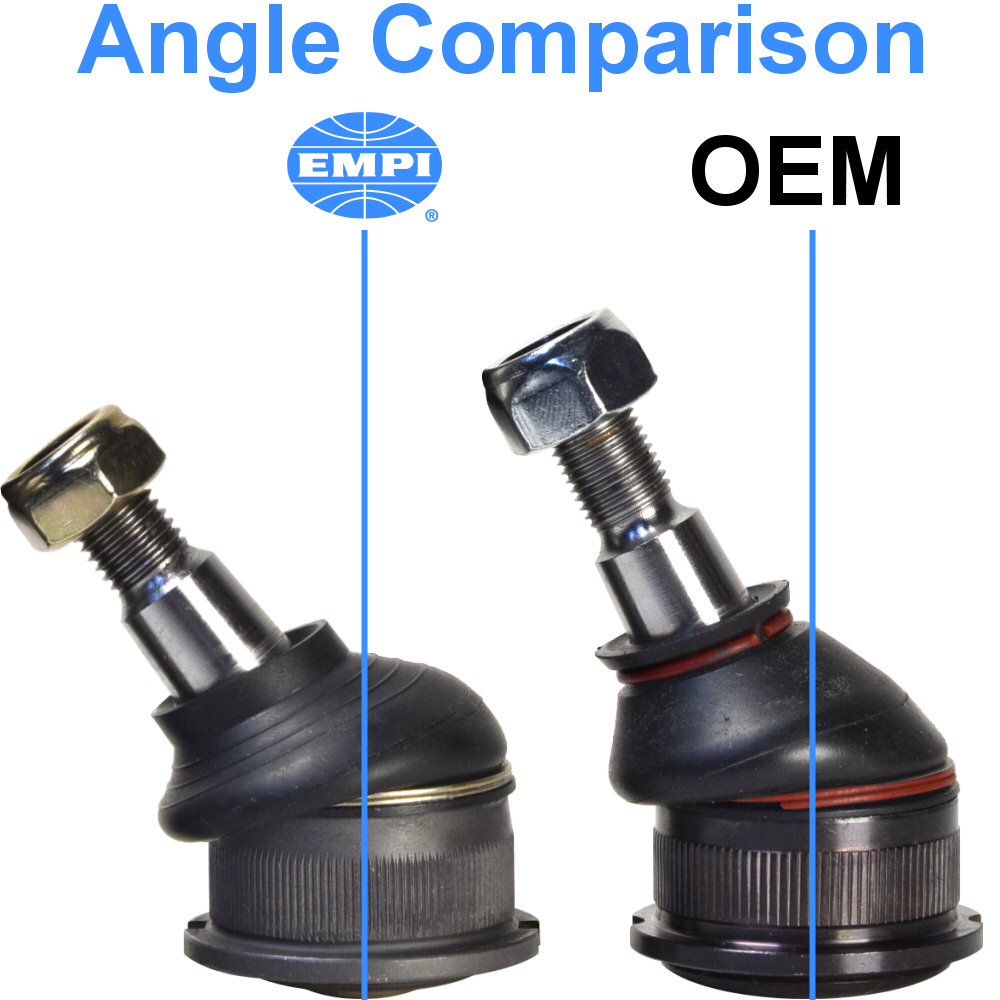 EMPI 22-2821-0 versus OEM VW 131-405-371-G lower ball joints angle comparison