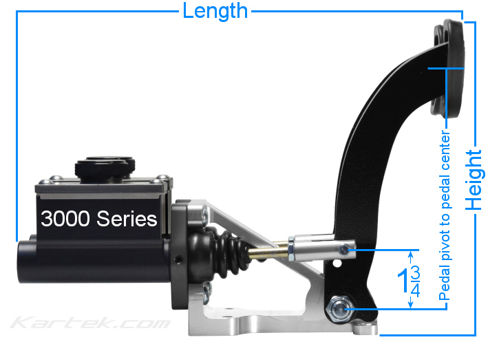 Jamar Performance 3000 series pedal assembly dimensions