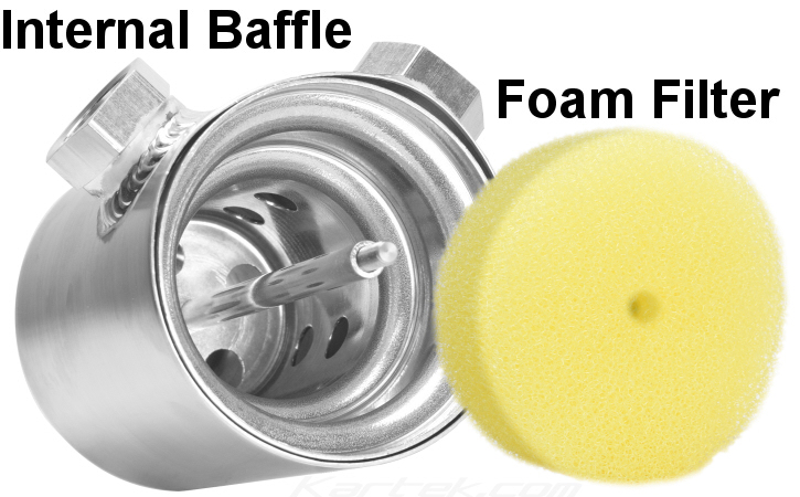 Peterson Fluid Systems 08-0400 large 4 inch diameter engine breather canister internal baffle and foam filter