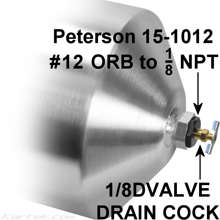 Peterson Fluid Systems dry sump oil tanks optional AN number 12 drain cock valve