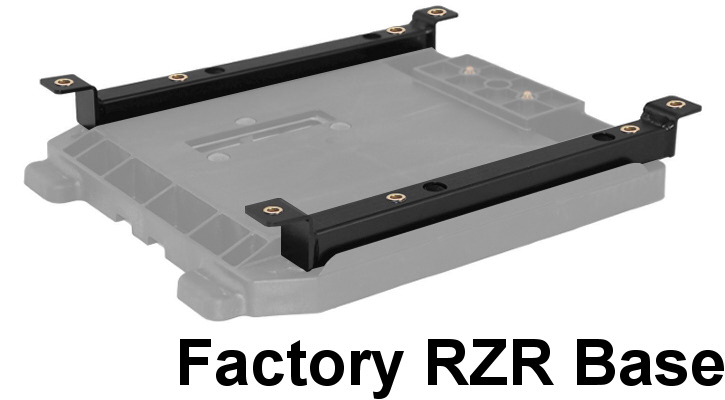 Simpson Race Products 115 Polaris RZR seat mounts on factory Polaris RZR plastic seat base