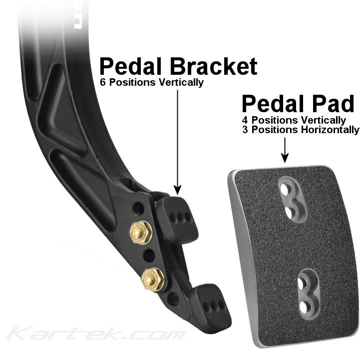 Tilton Racing swinging pedal assembly pedal bracket and pedal pad close up view
